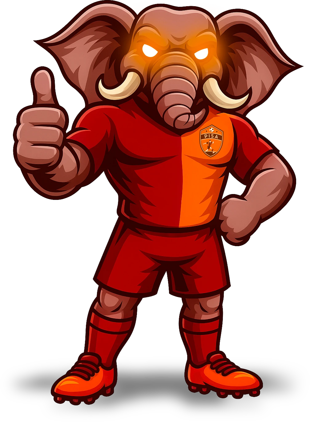 Mascote do Pisa fazendo sinal de positivo